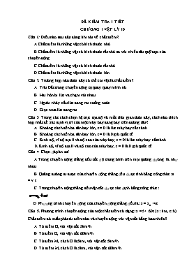 Đề kiểm tra một tiết chương 1 Vật lí lớp 10 (Có đáp án)